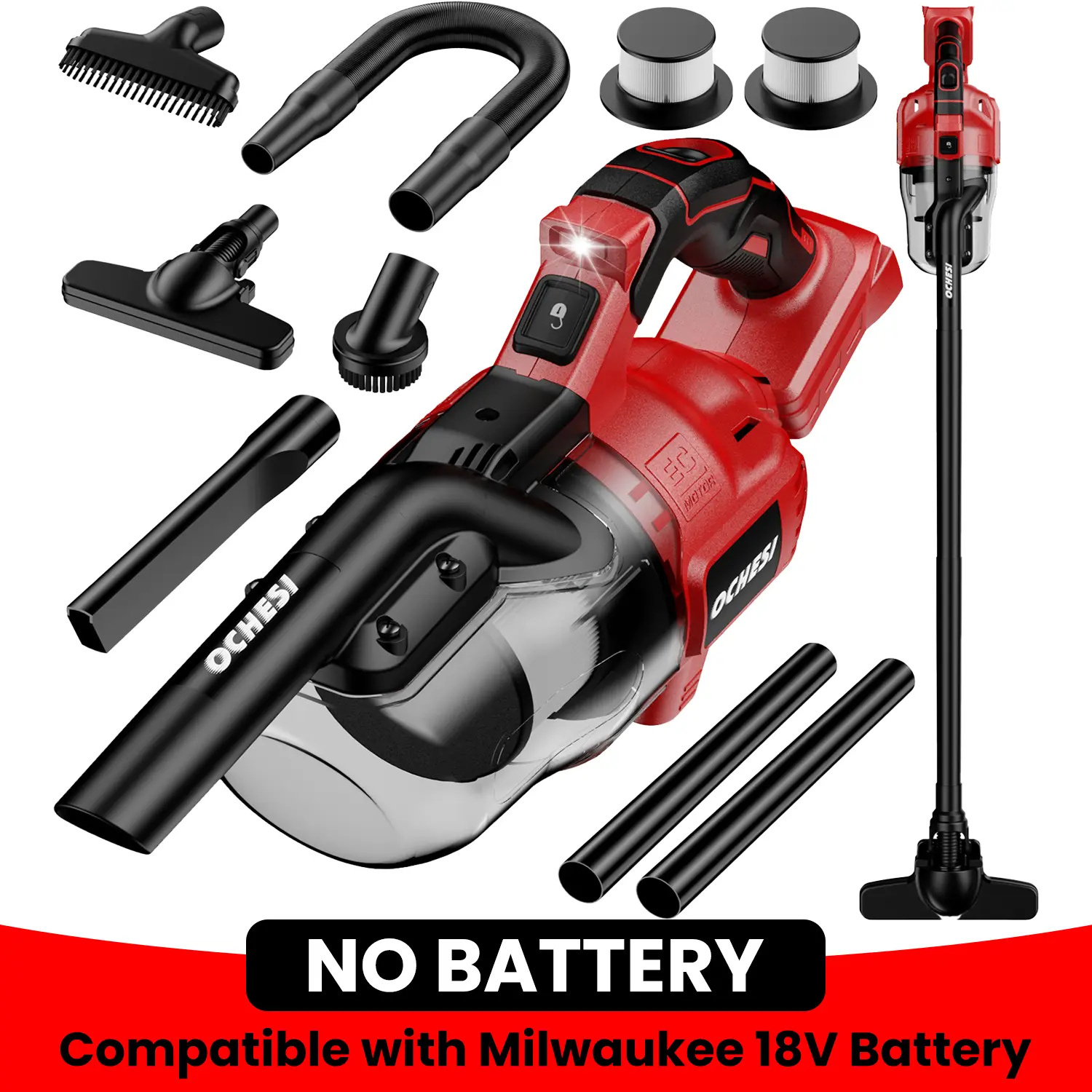 【NO battery】Handheld Cordless Vacuum for Dewalt 20V Battery, 5 in 1 Handheld Electric Vacuum Cleaner with 500W Powerful Motor, 46 CFM Portable Hand Vacuum with Filtration HEPA for Floor, Carpet, Car (Battery Not Included)