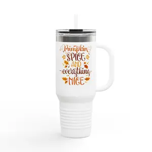Fall-Themed Insulated Travel Mug - Perfect for Pumpkin Spice Lovers, Autumn Coffee Vessel, Reusable Hot Beverage Cup, Gift for Him/Her