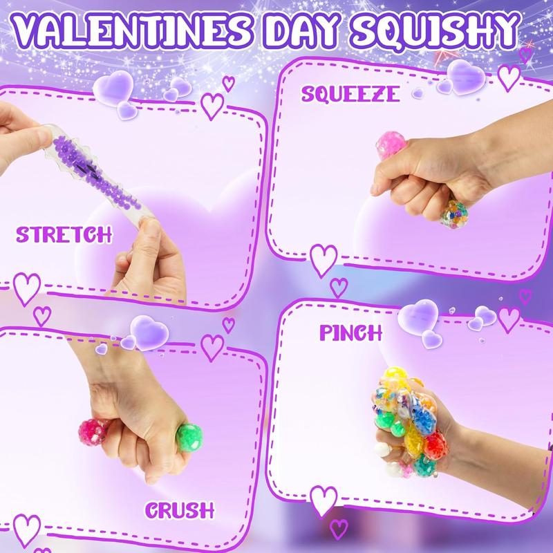 24 Pcs Valentine’s Day Gifts for Kids, Axolotl Stress Ball Fidget Toys with Valentine Cards, Squishy Relief Balls Bulk, School Classroom Exchange Party Favors
