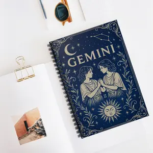 Mystic Zodiac Gemini Spiral Journal | Astrology Gift for Twins | Zodiac Journal, Ruled Line Notebook for Astrology Lovers, Personalized Planner