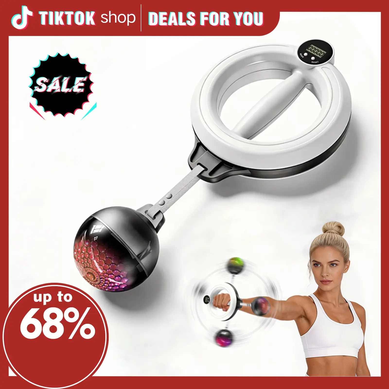 【Featured TikTok Products】S.Y. Home & Outdoor 360° Rotating Hand-Crank Forearm Trainer for Men and Women, Upper Body Strength Tool for Arms, Shoulders & Chest with LED Light Up, Portable Home and Gym Fitness Equipment