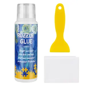 Jigsaw Puzzle Glue Set with Applicator, Non-Toxic Quick-Dry Adhesive, Transparent, 120ML Capacity, Ideal for 1000-3000 Pieces