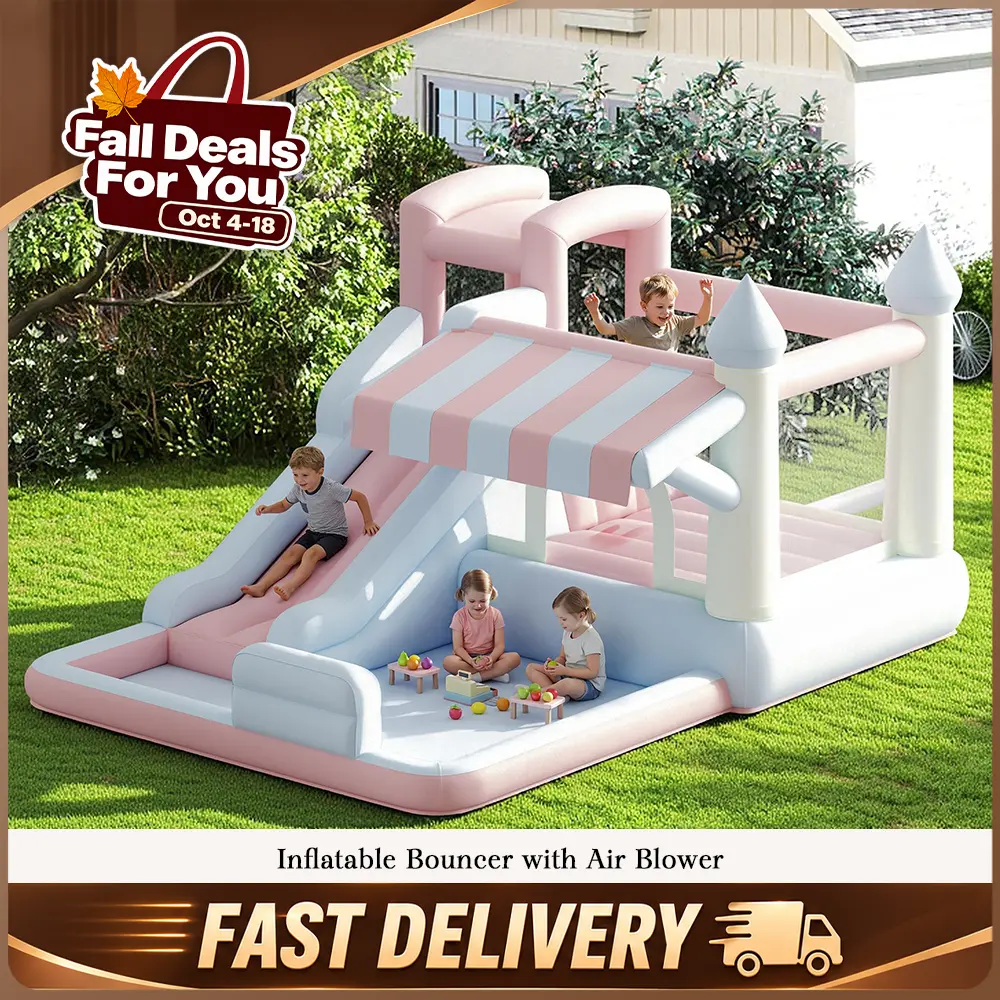 AMERLIFE Inflatable Water Slide Bounce House - Sports Toy for Toddlers with Jumping Area, Climbing Wall, Splash Pool, Water Gun, Included Air Blower (Ages 3-12, Backyard/Indoor Use, Automatic Button Inflate Deflate), Toys For Toddlers#TikTokShopFallDealsF