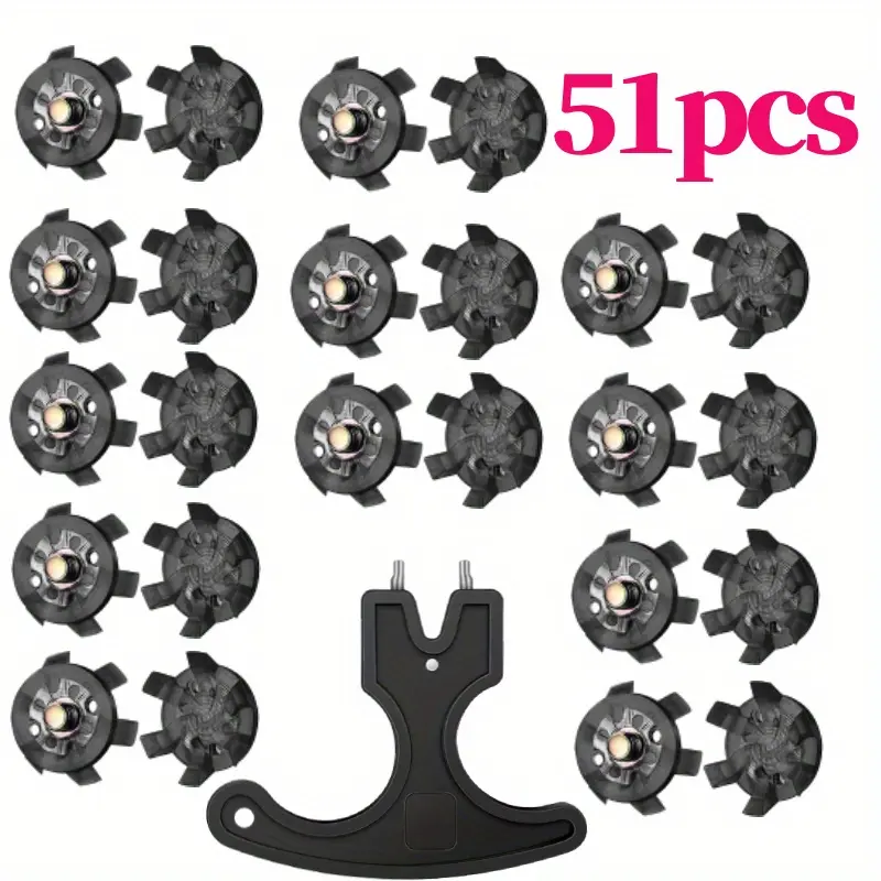 50-Piece 1.02in Fast Twist Metal Screw Shoe Spikes, Easy Install & Remove, Soft Body Cleats with Wear-Resistant Plastic Build, Secure Grip Golf Training Tool for Lawn, Golf Course