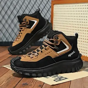 Men’s hiking boots with thick soles, lightweight design and comfortable shock absorption, stylish hiking boots, wear-resistant, non-slip, flexible with a strong grip, fashionable men’s boots