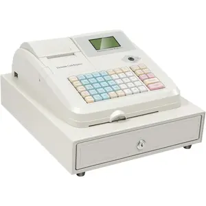 Cash Register, 48 Keys Caja Registradora para Negocio Small Cash Register Cash Safe Box Electronic Cash Register with 2 X Com Interfaces 1 X USB Interface for Catering, Supermarkets, Clothing