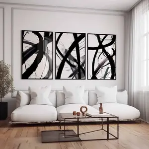 [Sale off up to 65%][Free Ship][No Frame] Trendy Wall Art Prints Set of 3 Unframe Poster Print Abstract Black White Living Room Prints Modern Home Decor Prints Neutral Minimal Bedroom Wall Art Posters