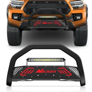 Toa-53	Nilight Bull Bar with Light Bar&License Plate Hole Compatible with Toyota Tacoma 2016 2017 2018 2019 2020 2021 2022 2023 Truck Brush Guard, Front Bumper Push Bar w/Grille Skid Plate Light Mount
