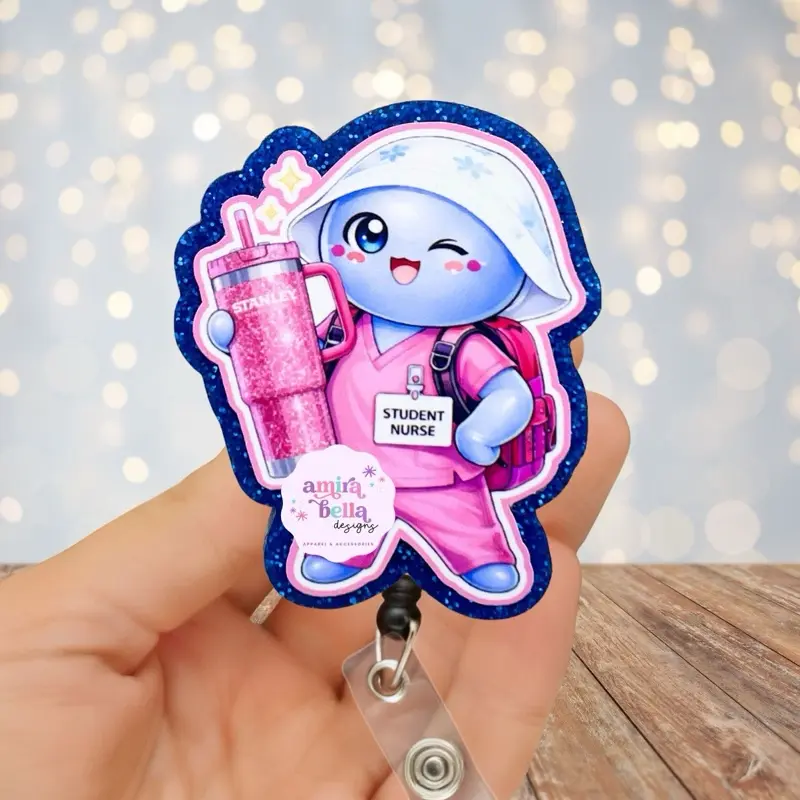 Student Nurse Balloon Glove - Adorable Nurse Design with Pink Backpack and Drink - Perfect for Nurses