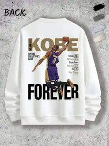 Kobe Memorial Round Neck Sweatshirt, Classic, Back Print, Forever Design, Street Style, Loose-Fitting, Fall & Winter