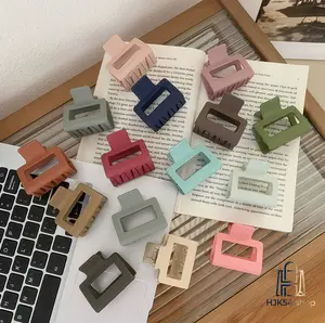 19PCS Matte Square Claw Clips for Women - Non-Slip Medium Hair Clips, Strong Hold Rectangular Jaw Clips for Thick & Thin Hair, Neutral Color Hair Accessories for Daily, Work & Hairstyling