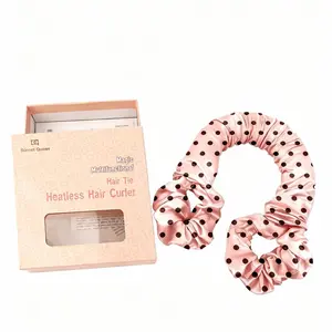 BONNET QUEEN Multi-function Satin Heatless Hair Curler & Hair Tie Non-Heating Hair Roller Curling Rod with Scrunchie, Large, Rosée Polka (For Big Curls), Wavy Curls, Heatless Styling Kit outdoorfun summervibes, summerwins,summerwins