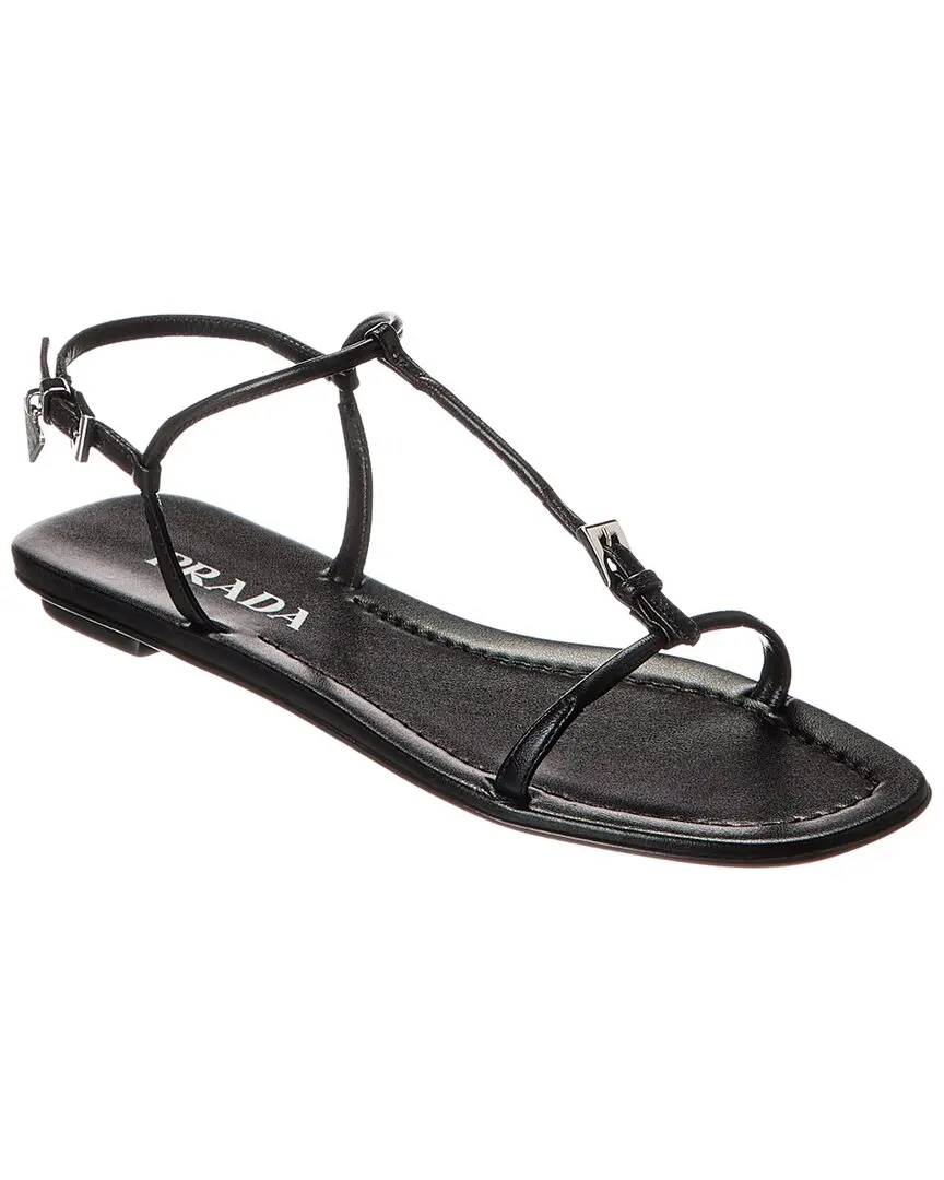 Prada Logo Leather Sandal