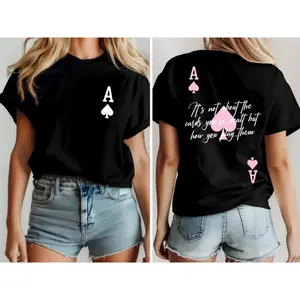 Ace Of Spades Quote Graphic Tee Women Casual Oversized Crewneck Short Sleeve Soft Cotton Trendy Streetwear Summer Outfit Going Out Vacation Gift