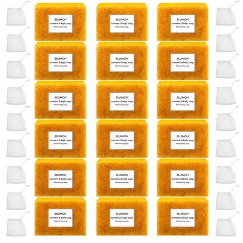 Lemon Turmeric Kojic Acid Cleansing Soap Bar - Gentle Daily Face Cleanser, Improves Blemish Appearance, Promotes Smooth Comfortable Skin & Naturally Healthy Look