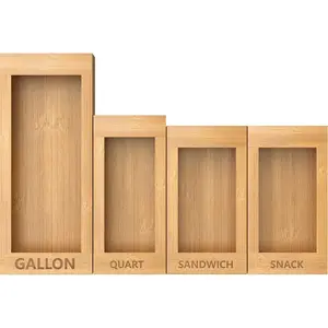 4-Size  Drawer Organizer for  Storage Bags | Stackable Kitchen Organizer (Gallon/Quart/Sandwich/Snack) - Handcrafted with  Material