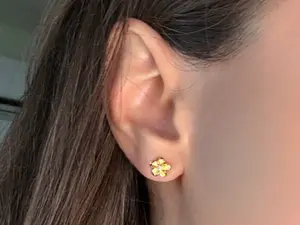 Plumeria Stud Earrings – 14K Gold Plated Sterling Silver Flower Jewelry Gift