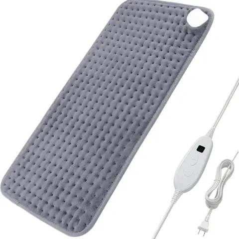 Electric Heating Pad for Back Pain Relief - 12x24 in Soft Micro-Plush Mat, 6 Adjustable Temp Settings, Auto-Off Timer, Washable, Selfcare Muscle Therapy Temperature Control Home Appliance for Women