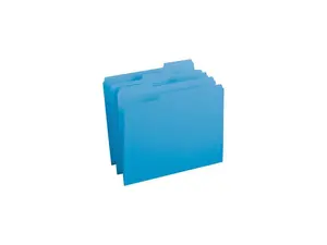 Business Source Folders, 1/3-Cut Reinforced Tab, Blue, 100/Box (BSN03172)