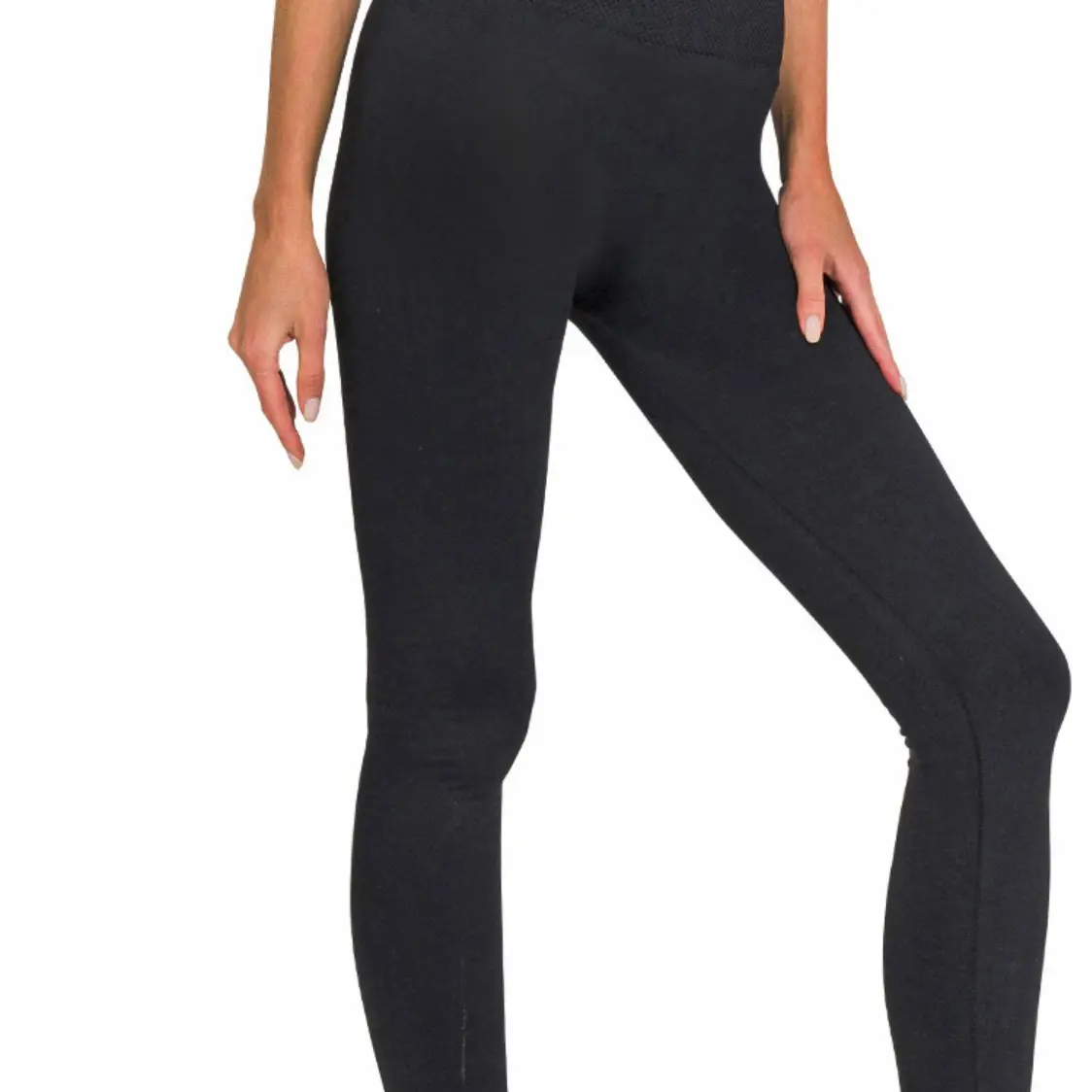 HIGH WAIST DIAMOND SHAPE BAND FLEECE LEGGINGS