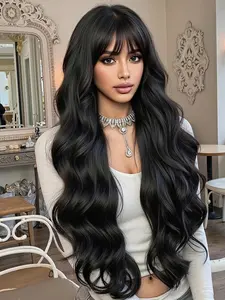 Curly Synthetic Fiber Wig, Synthetic Wavy Wig, 30 Inch Long Wigs with Bangs, Perfect for Daily Wear, All Seasons, Stylist Friendly Wig, No Ca Prop 65 Warning