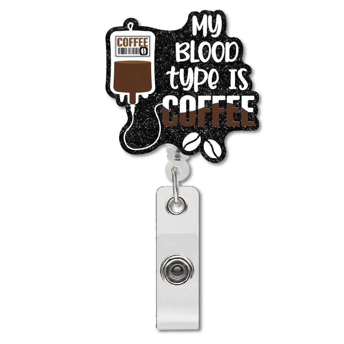 Coffee Themed Badge Holder, Funny Scalable, Funny Badge Reel, Badge Reels Retractable, Retractable Badge Holders, Identification Badges & Supplies for Doctor Nurse Social Worker Colleague Teacher Coffee Lover