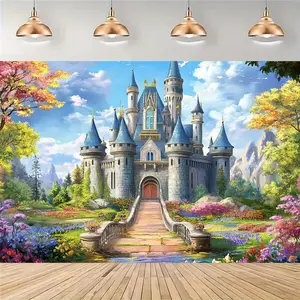 Enchanted Castle Backdrop Banner, Fairy Tale Scene Setter for Parties & Events, No Power Needed, Perfect Party Decorations, Wall Decor Banner