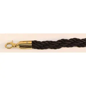 212 MAIN Heavy-Duty VIP Crowd Control Flexible Braided Rope, 60 in., Black, with Gold Closable Hook, Flexible Braided Ropes
