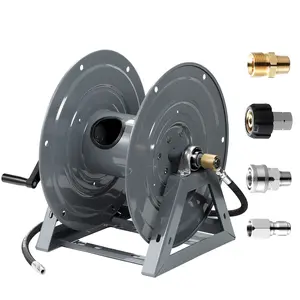 Pressure Washer Hose Reel 300FT x 3/8" M22 Fitting Heavy Duty Manual Crank Power Washer Hose Reel with Wall/Floor/Truck Mounted 4000 PSI hosereels fathersdaygift