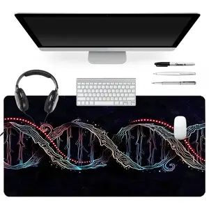 Neon DNA Helix Gaming Mouse Pad Genetic Science Mouse Pads for Desk XXL Mouse Pad for Laptop Extended Mouse Pad 35x16Inch Non-Slip Rubber Base Stitched Edge Suitable for Office and Home Perfect Gift for Biology Enthusiasts & Science Fans