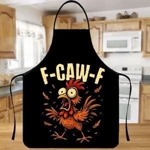 Polyester F-CAW-F Chicken Pattern Apron, 1 Count Funny Unisex Kitchen Cooking Apron, Christmas Gift, Winter Apron for Women,Thanksgiving Gift,Nails Design Tool, Christmas Decorations,Nail Tech,Nails Art,Nails Ideas