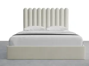 Upholstered Queen Size Multi-Panel Headboard with Scalloped Panels Layout, Easy Install Headboard, Easy Install Headboards, Multi-Panel Headboard Headboards
