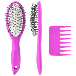 2Pcs Wig Brush Comb Set with Matte Grip Professional Detangling Brush for Human & Synthetic Hair Extensions Travel-Friendly Size for Daily Styling & Salon Use