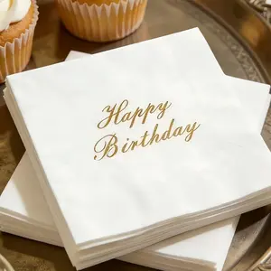 20 Sheets Per Pack Birthday Napkins, Happy Birthday Printed, 3-Ply Thick Absorbent Paper, Party Decorations, Disposable Tableware