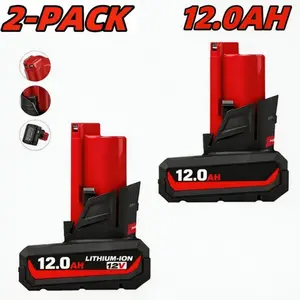 2Pack 12.0Ah 12V M-12 Batteries Replacement for Mliwaukee M12 Battery 48-11-2460 48-11-2440 48-11-2401 48-11-2402 48-11-2412, Compatible with Milwaukee 12V Cordless Power Tools