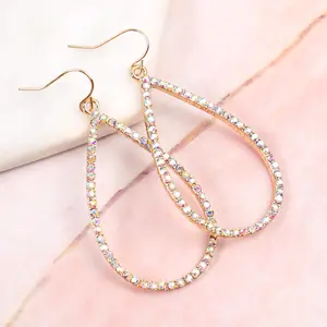Glamorous Rhinestone Teardrop Hook Earrings