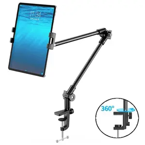 Adjustable Tablet Desk Stand Universal 360-degree Rotatable Metal Tablet Holder Phone Stand for iPad/iPhoneX/iPad Pro 4.5-12.9" Inch-Screen, Phone, Kindle(Black)