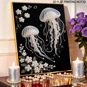 DIY Pearl Painting Kit, 2D Flat Printing, Size 30x40cm, Luxury Elegant Design, Self-Adhesive Pearls, Home Decor, New House Gift