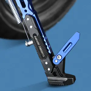 Foot Side Stand for Electric Motorbike Motorcycle CNC Adjustable Kickstand Kick Stand Parking Bracket Motorcycle Accessories Motor Parts Accessories