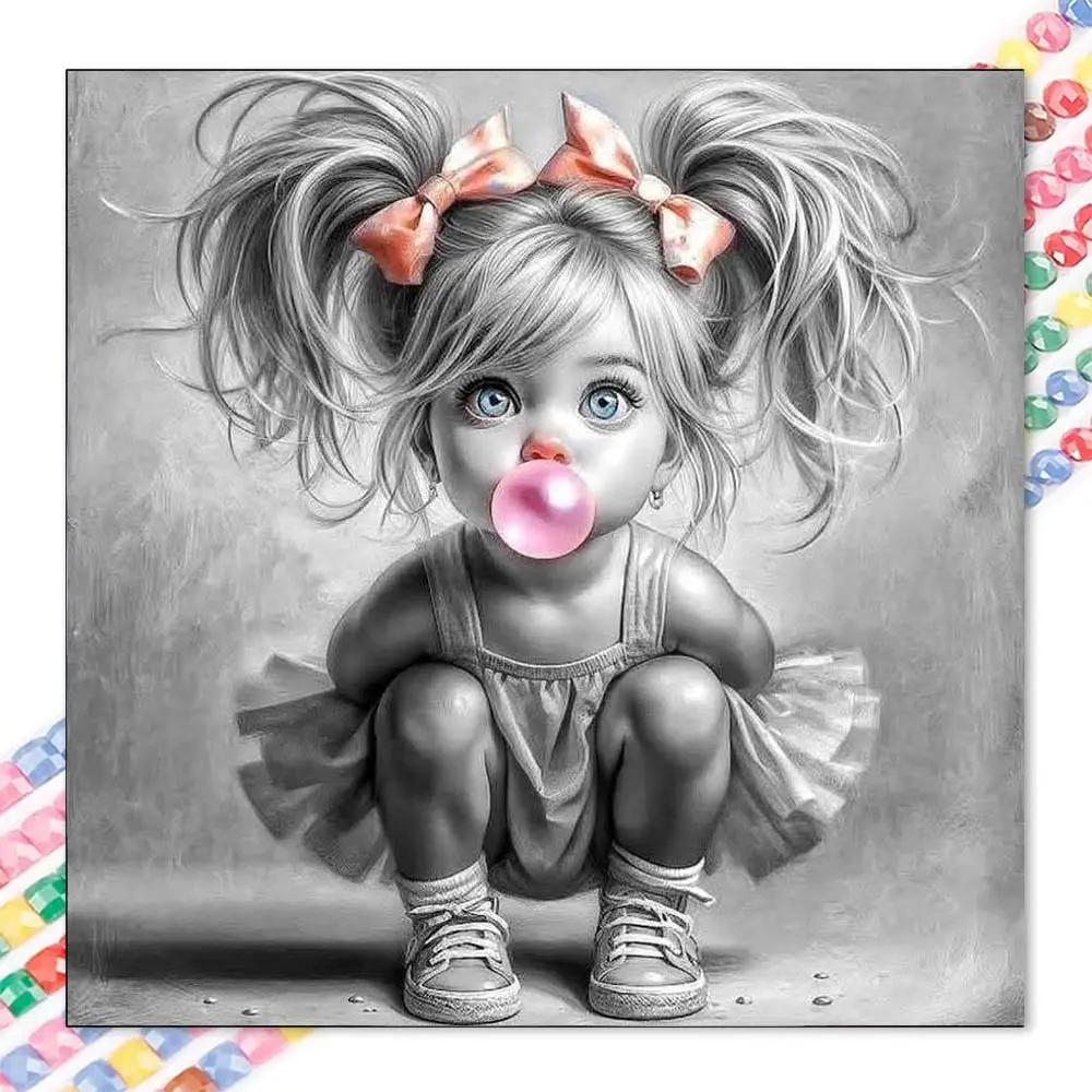 1pcs 5D DIY handmade diamond painting kit, 5D diamond art set, DIY decoration, ponytail, bow, skirt diamond painting kit full round drill DIY, mosaic, diamond art, DIY art home decoration, suitable for Halloween and Christmas, Handicraft, Handmade Gifts
