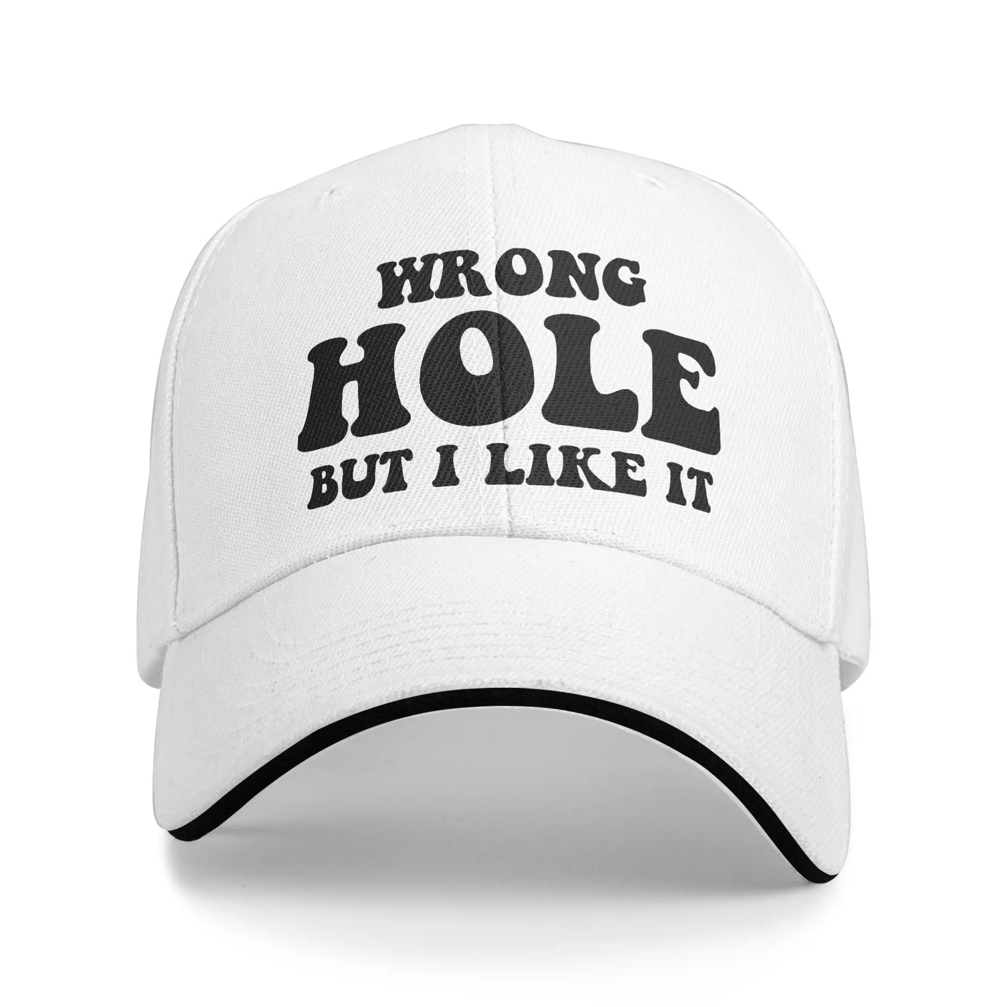 Funny "Wrong Hole But I Like It" Trucker Hat - Adjustable Unisex Baseball Cap, 100% Polyester Breathable Casual Sports Hat with Bold Text Design, Machine Washable for Men & Women, Funny Trucker Hat