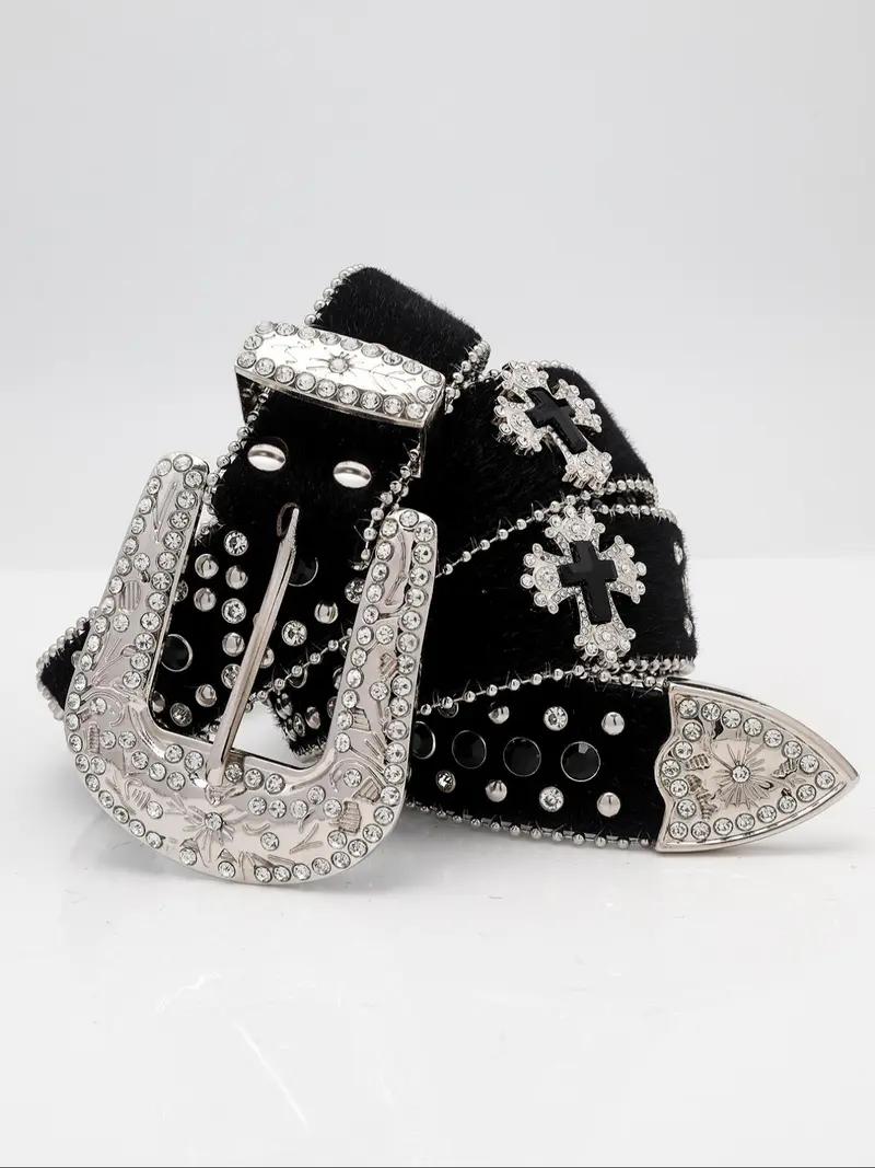 Elegant Zebra Pattern Rhinestone Belt 1pc Luxurious Party Belt Zebra Pattern, Unisex Waistband for  main image 4