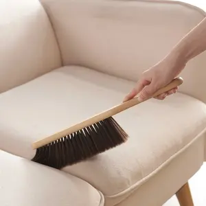 1pc Household Wooden Handle Sweeper Brush, Hand Broom Counter Duster Dusting Brush for Home Cleaning, Soft Dust Brush with Long Wooden Handle for Bed Sofa Furniture Couch Bench Car