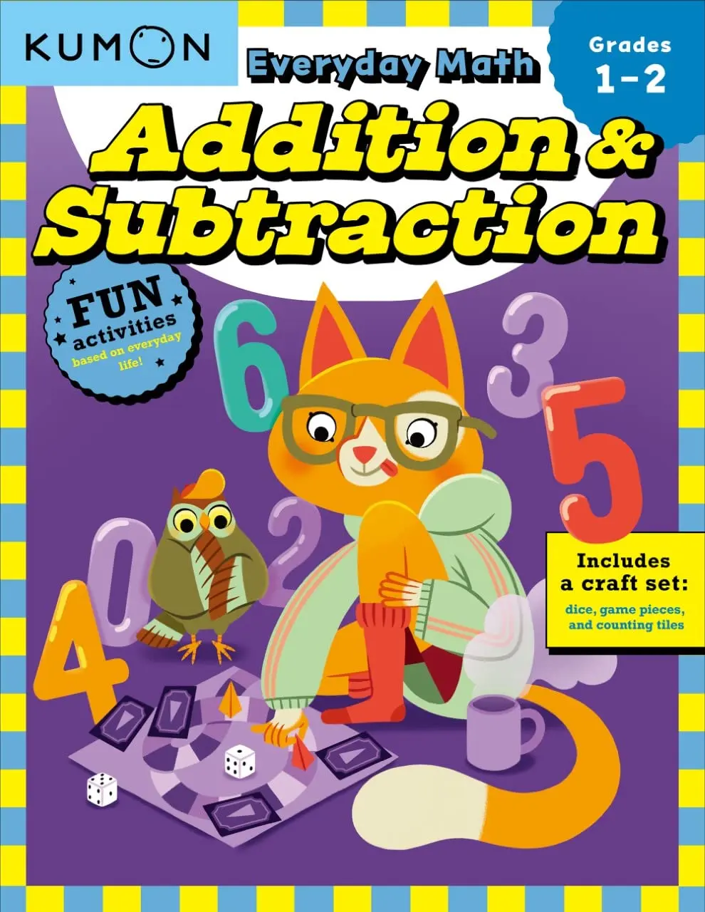 Kumon Everyday Math: Addition & Subtraction-Fun Activities for Grades1-2-Complete with Dice, Game Pieces, and Counting Tiles!