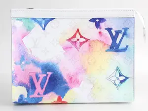 Pre-owned Louis Vuitton Coated canvas clutches & wristlets Monogram Watercolor Pochette Voyage Multicolor Bag
