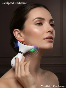 Viral 3 Color LED Neck Massager with Heat & Vibration, Neck & Face Beauty Device with Red Blue Green Light Therapy, Rechargeable Jawline & Skin Care Tool, Portable Beauty Device for Women & Mom