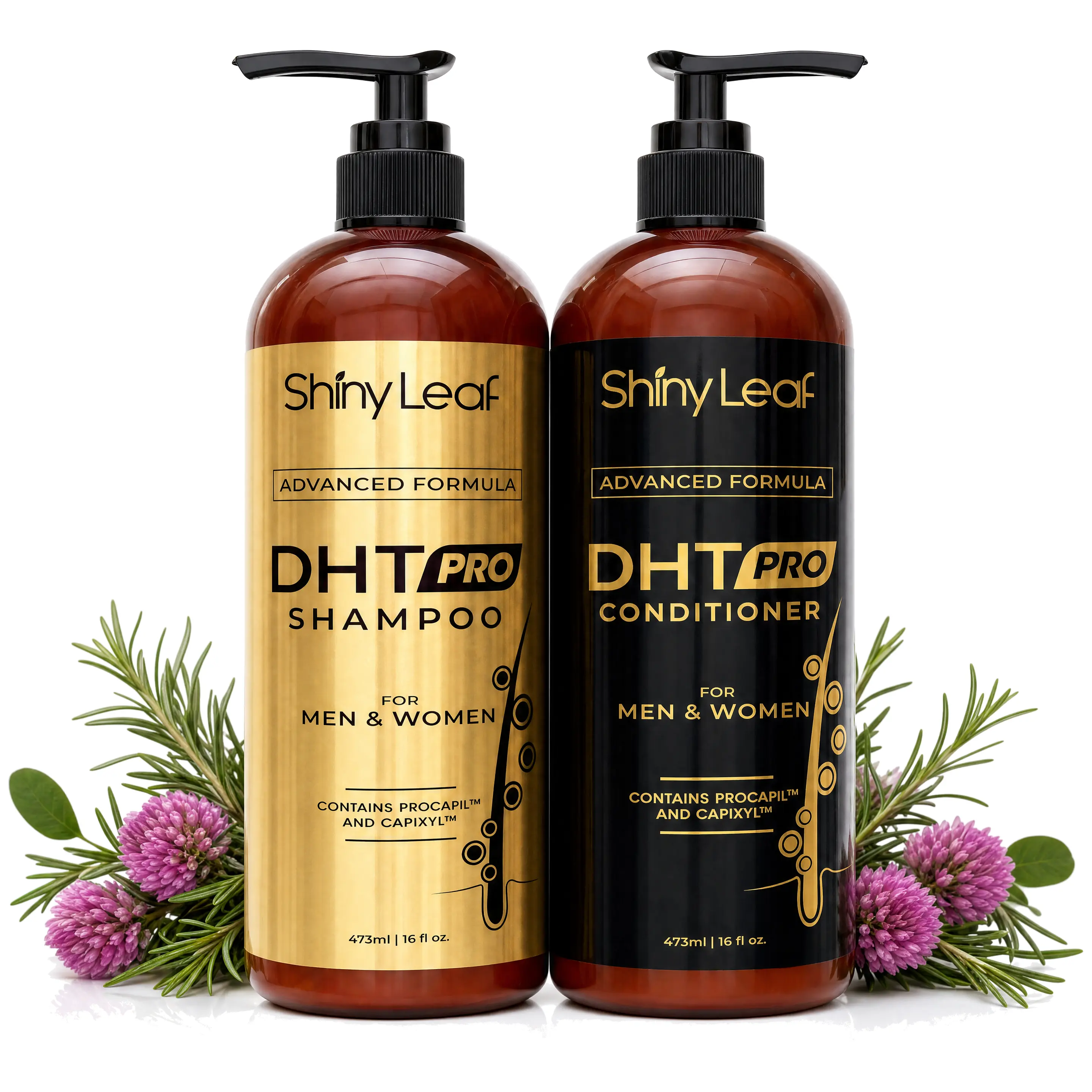 DHT Pro Shampoo and Conditioner with Procapil and Capixyl -Advanced hair loss shampoo and conditioner with Procapil, Capixyl and DHT blockers. Stimulates follicles, for men and women