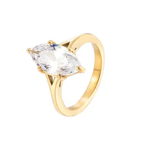 European and American Vintage Sparkling Light Luxury Marquise Diamond Ring for Women, Exquisite High-end Niche Design Ring