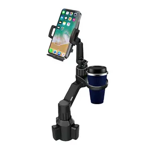2-In-1 Phone Holder Cup Mount, Adjustable Base Car Cup Holder Extender, 360 Degree Rotating Smartphone Stand for Most Smartphones