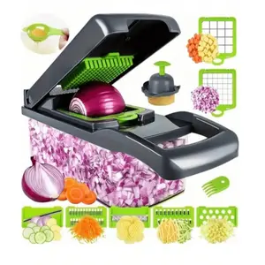 16 Piece Complete Chopping Machine Set, Multi-Function Slicer, Vegetable Cutting Slicer, Salad Kitchen Food Chopper, Easy to Use, Interchangeable Blades